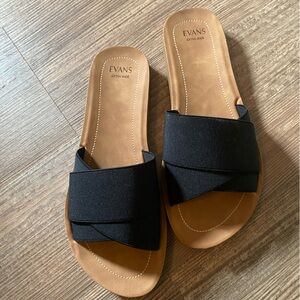 Evans Black Stretch Sandals from Torrid